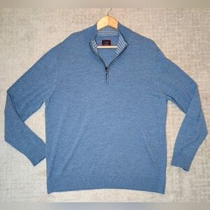 UNTUCKit Wool Mock Neck Pullover Sweater Mens XL Light Blue Classic Fit Knit